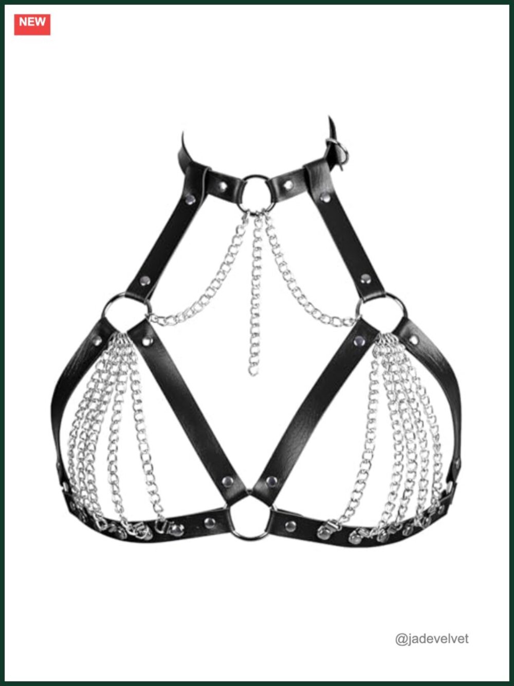 Punk Layered Chest Chain PU Leather Body Harness Adjustable Belt Cosplay